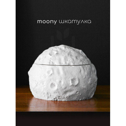 Шкатулка Луна Moony, белая, искусственный камень, лак, 11х8.5 см