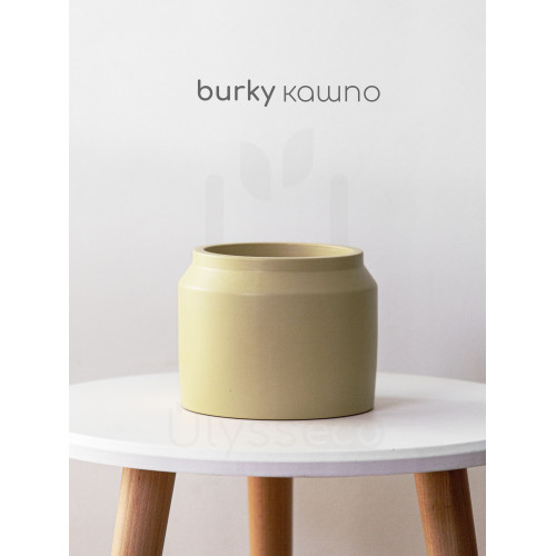 Кашпо бидон Burky, жёлтое, искусственный камень, лак, 12x14 см