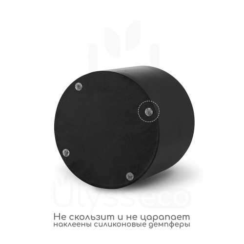 Кашпо минималистичный цилиндр Lofty L, чёрный, искусственный камень, эмаль, 12x15 см