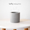 Кашпо минималистичный цилиндр Lofty M с толстыми стенками, серое, искусственный камень, лак, 9.5x10 см