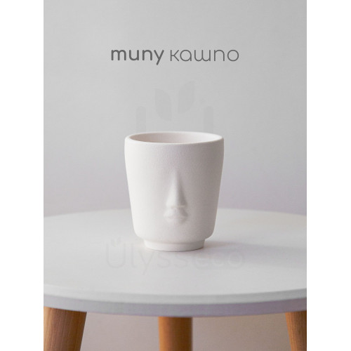 Кашпо с лицом Muny, белое, искусственный камень, лак, 10х9 см