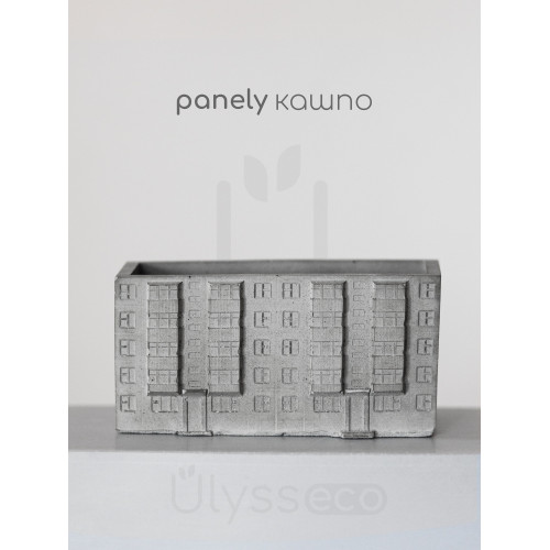 Маленькое кашпо панелька из бетона Panely M, серое, 330мл, 15.5х6.5 см