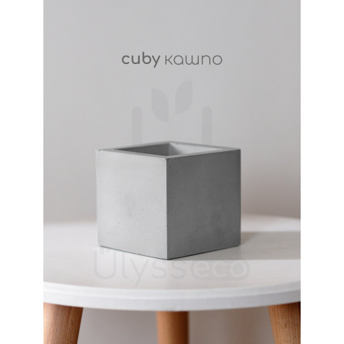 Квадратное кашпо из бетона Cuby MS, серое, 500мл, 9.5х9.5 см
