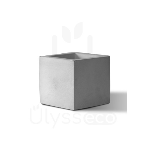 Квадратное кашпо из бетона Cuby MS, серое, 500мл, 9.5х9.5 см