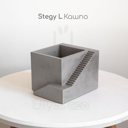 Кашпо Stegy L дом с лестницей, искусственный камень, лак, серое, 10х14 см