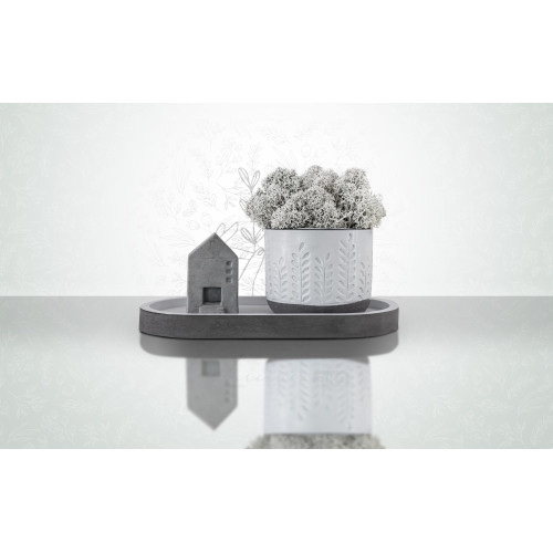 Набор "Floristic home" с подставкой и домиком, белый и серый, эмаль, лак, 10x18 см