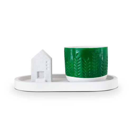 Набор "Floristic home green" с подставкой и домиком, эмаль, лак, 10x18 см