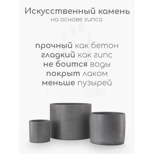 Набор кашпо из искусственного камня Lofty 3 цилиндра, графит, d15, d11, d7 см